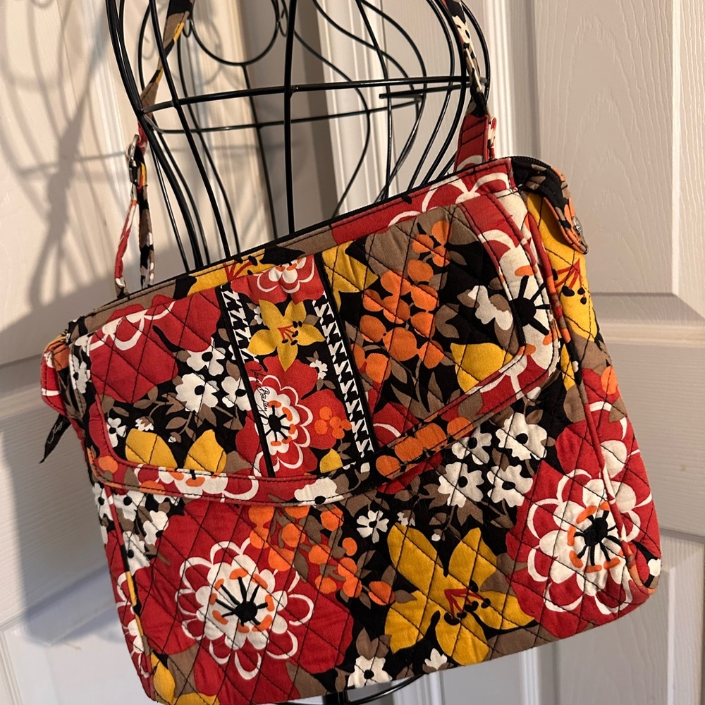 Vera Bradley Floral Quilted Crossbody Bag in Red & Yellow